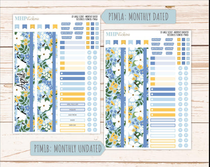 APRIL 2026 Stickers for the Large Scout Planner (formerly Portrait Planner). For Laurel Denise Planners "Bee's Knees Flowers" ||PT