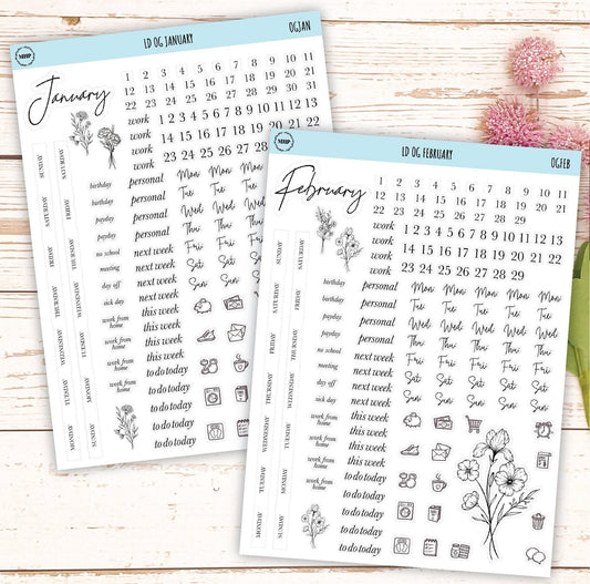 Minimalist Stickers for Large size, Horizontal & Vertical Laurel Denise Planners. || LD-OG