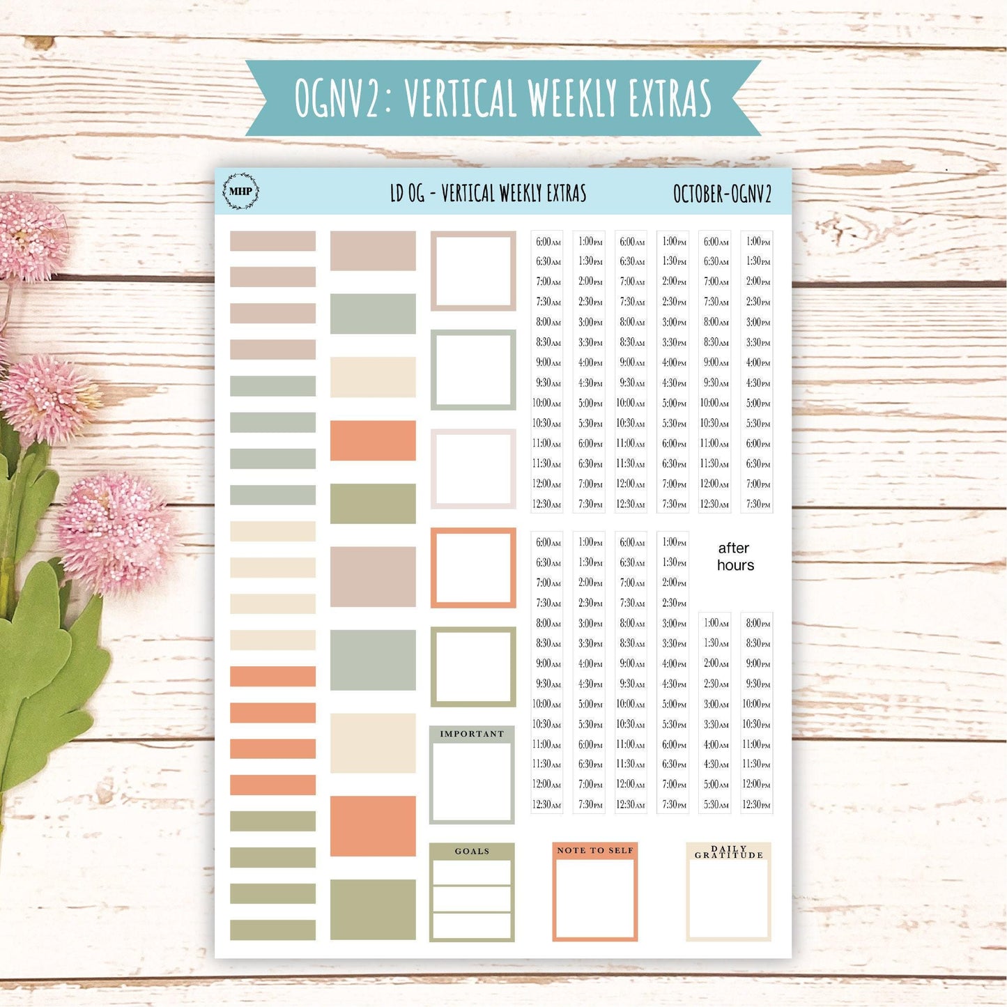 Neutral Color Stickers for Large size Horizontal & Vertical Laurel Denise Planner. (Formerly Original or Standar Size) OCTOBER || OGNOCT