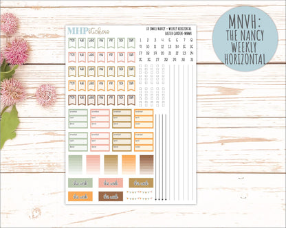 APRIL 2026 Stickers for Small Nancy & Anne Laurel Denise Planners. (Formerly Mini Planner) "Easter Garden" || MN