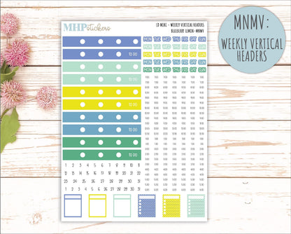 JULY 2025 Stickers for Small Horizontal & Vertical Laurel Denise Planners. (Formerly Mini Planner) "Blueberry Lemon" || MNBL