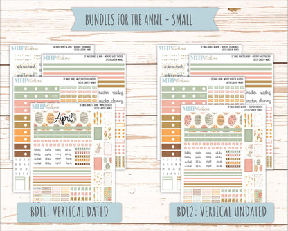APRIL 2026 Stickers for Small Nancy & Anne Laurel Denise Planners. (Formerly Mini Planner) "Easter Garden" || MN