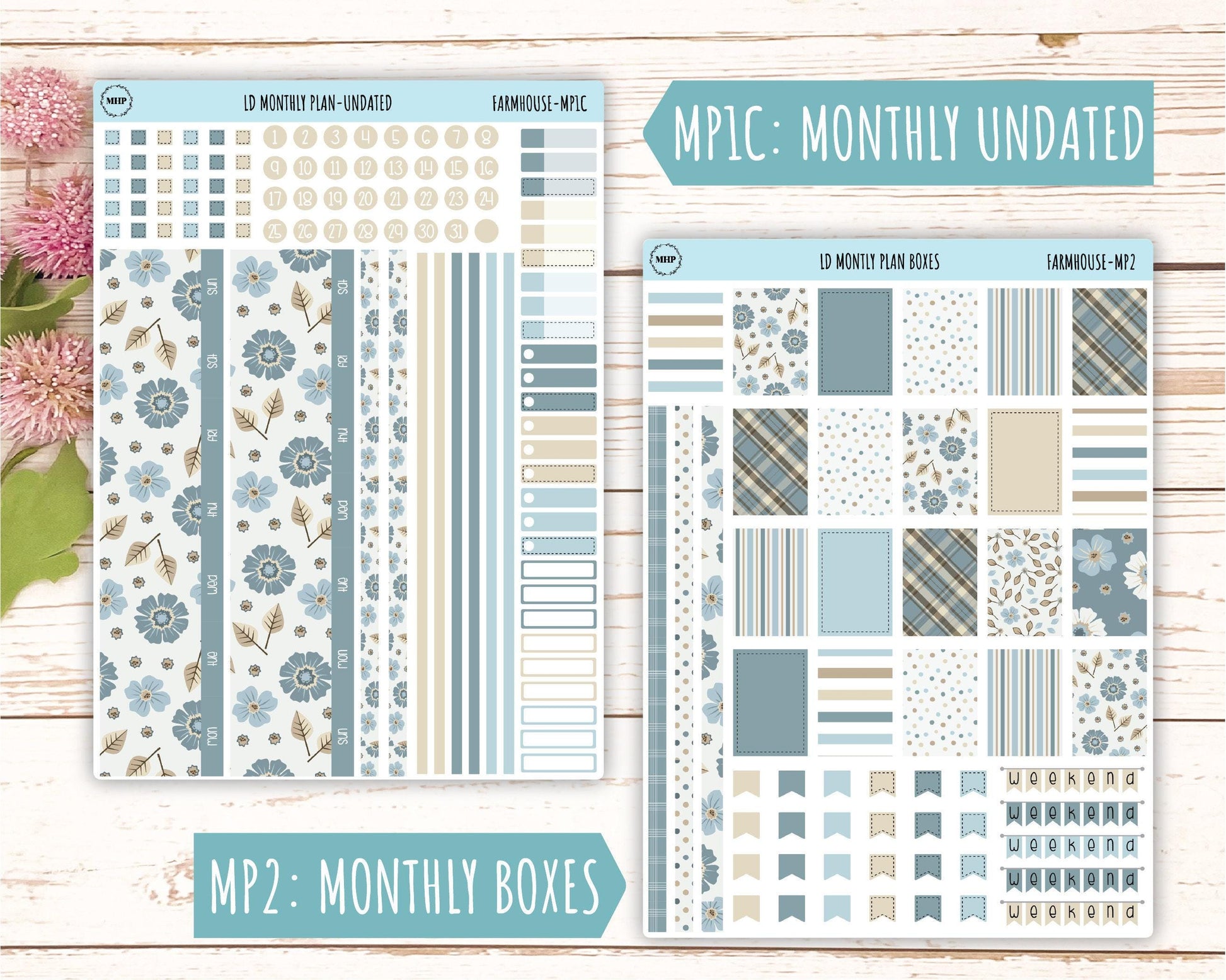September Stickers for Large size Horizontal & Vertical Laurel Denise Planner. (Formerly Original or Standar Size) "Farmhouse" || OGFH