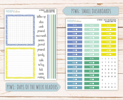 JULY 2025 Stickers for The Scout Laurel Denise Planner (formerly Portrait Planner). "Blueberry Lemon" || PTBL