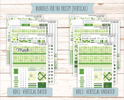 MARCH 2026 Stickers for the Mae & Kristy Laurel Denise Planners (Book Bound Planner) "Lucky Shamrock" || BB