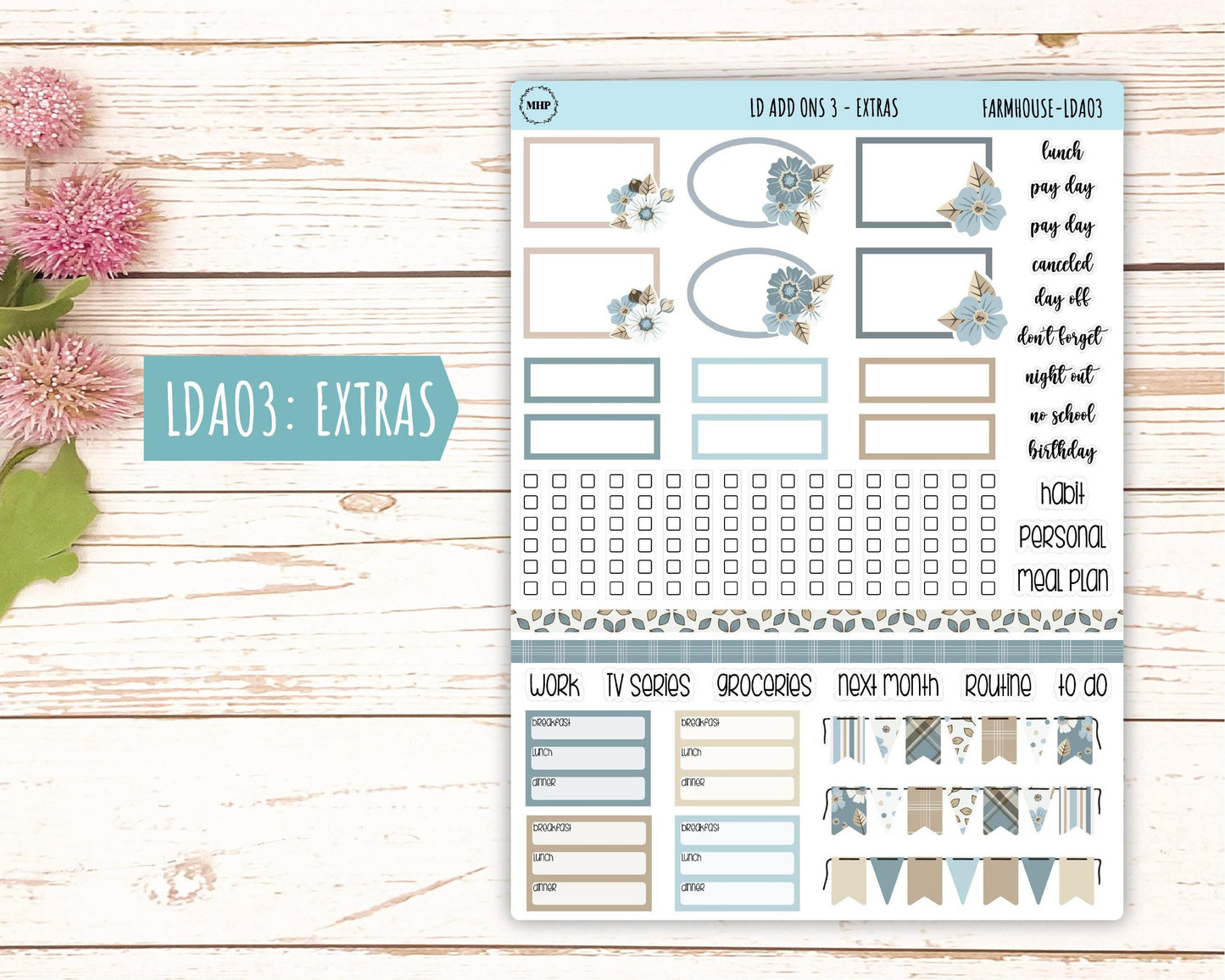 September Stickers for Large size Horizontal & Vertical Laurel Denise Planner. (Formerly Original or Standar Size) "Farmhouse" || OGFH
