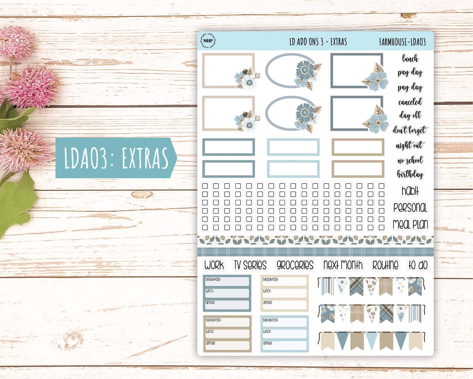 September Stickers for Large size Horizontal & Vertical Laurel Denise Planner. (Formerly Original or Standar Size) "Farmhouse" || OGFH