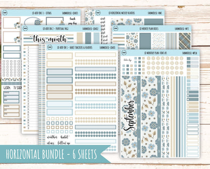 September Stickers for Large size Horizontal & Vertical Laurel Denise Planner. (Formerly Original or Standar Size) "Farmhouse" || OGFH