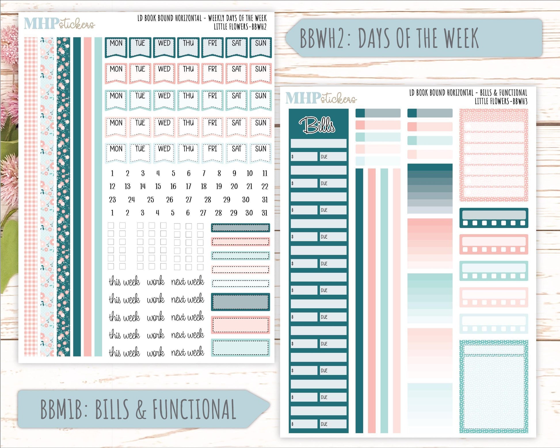 May 2025 Stickers for The Mae & The Kristy Laurel Denise Planners ( Formerly Book Bound Planner) "Little Flowers" || BB