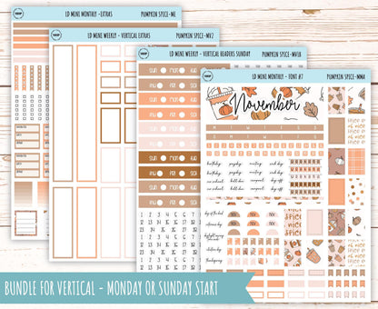 November Stickers for Small Horizontal & Vertical Laurel Denise Planners. (Formerly Mini Planner) "Pumpkin Spice" || MPS