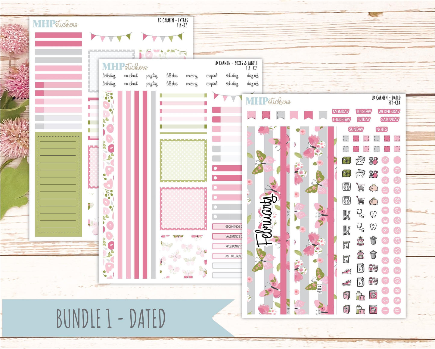 FEBRUARY 2026 Stickers for The Carmen Laurel Denise Planner (Simply Month Planner). "Fly" || C