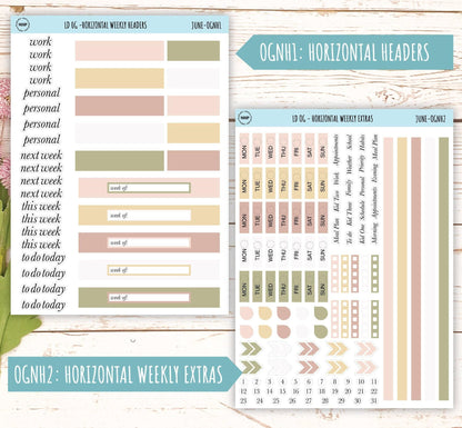 Neutral Color Stickers for Large size Horizontal & Vertical Laurel Denise Planner. (Formerly Original or Standar Size) JUNE || OGNJUN