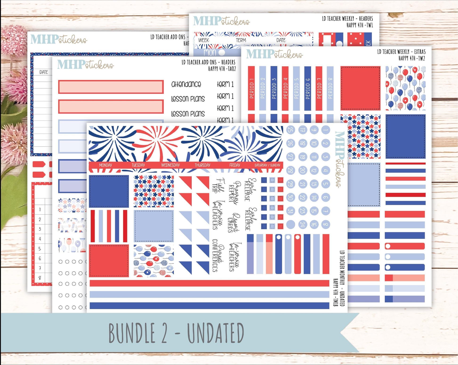 JULY Stickers for The Valerie Laurel Denise Planner (Formerly Teacher Planner) "Happy 4th" || TH4