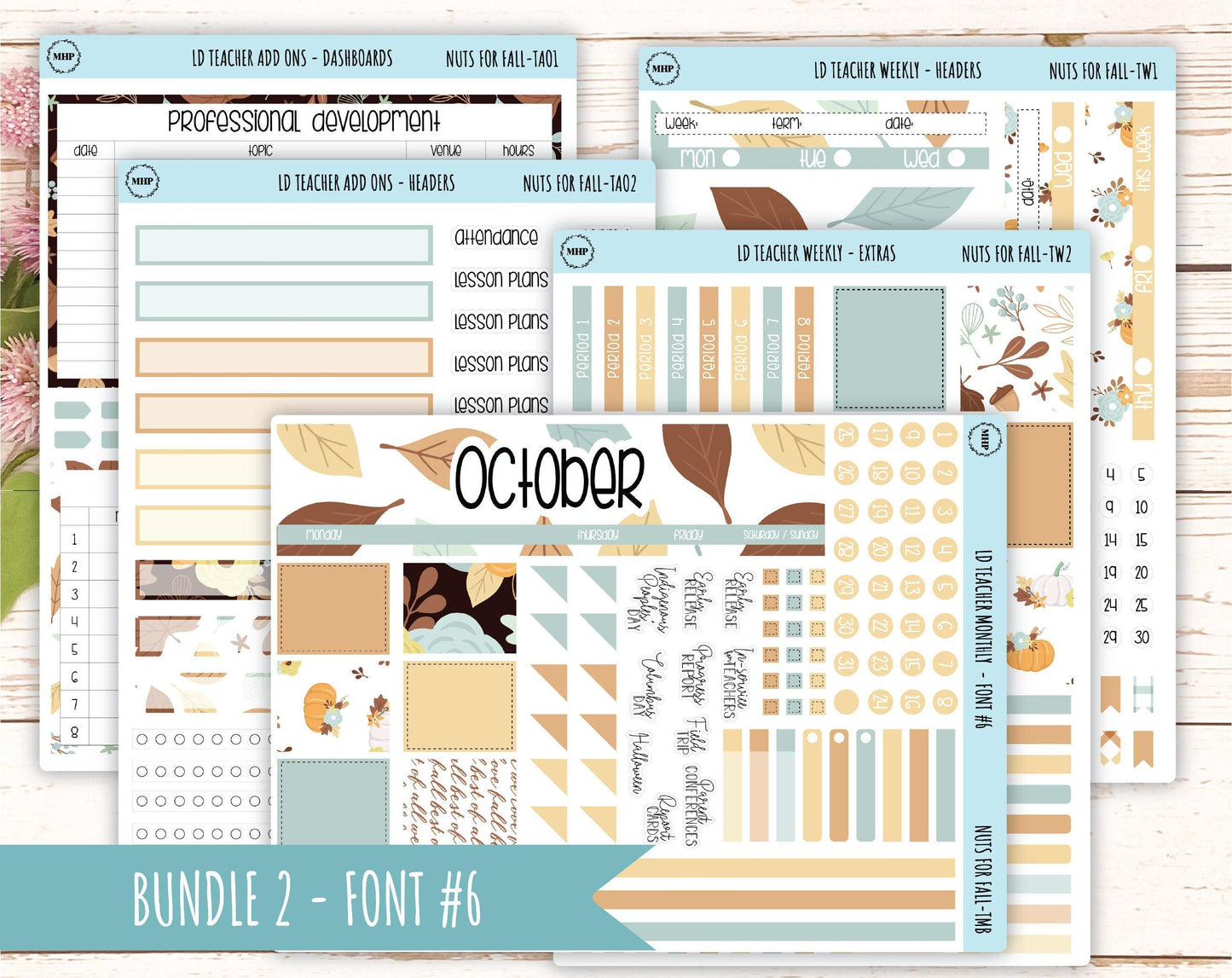 OCTOBER Stickers for The Valerie Laurel Denise Planner (Formerly Teacher Planner) "Nuts for Fall" || TNF