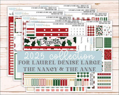 DECEMBER 2025 Stickers for Large-size Horizontal & Vertical Laurel Denise Planners. (Formerly Original Size) "Berry Merry Xmas" || OG