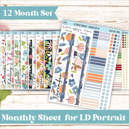 12 Monthly Sheet Set for Laurel Denise PORTRAIT Planner. 2024 Designs || LD407