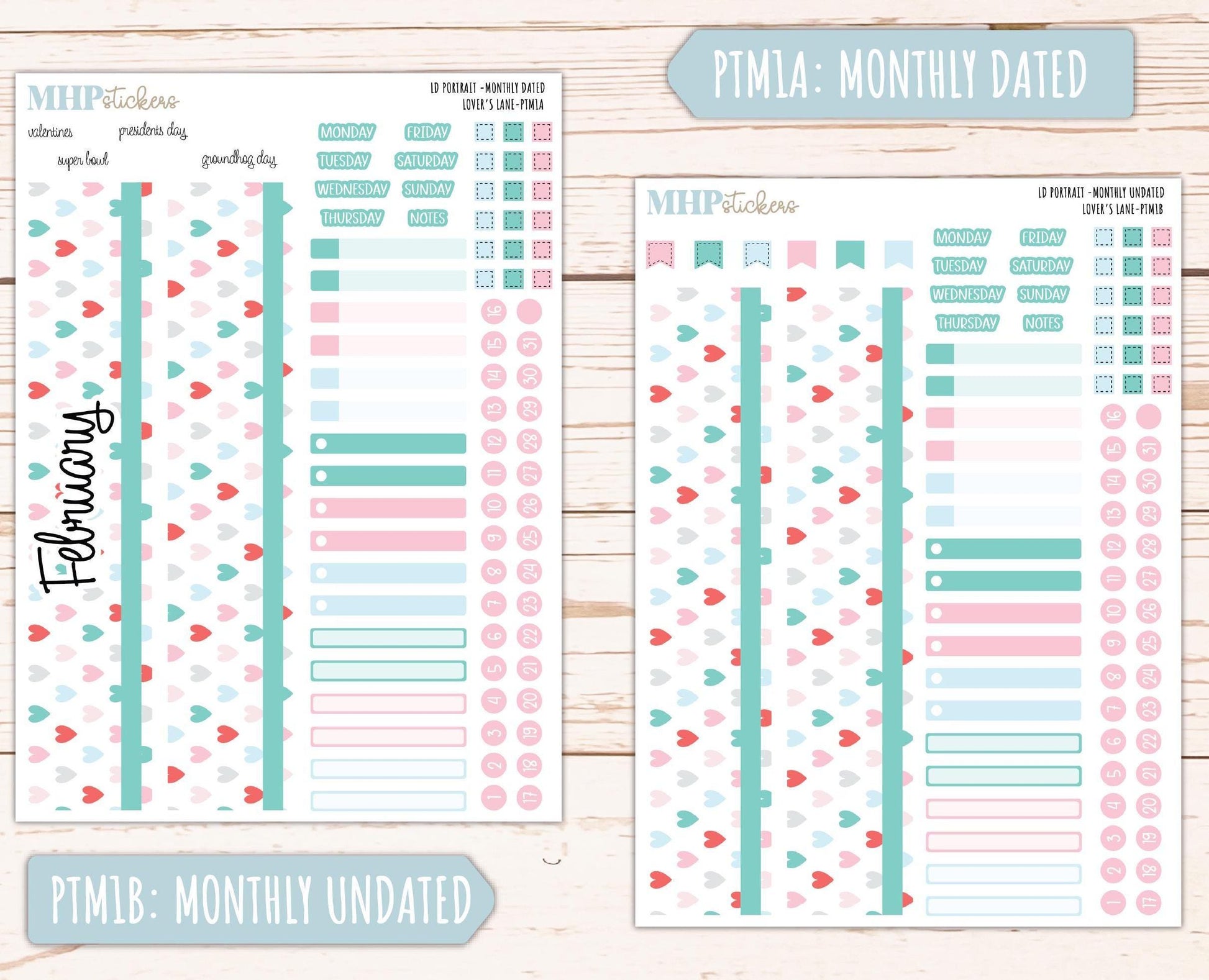 FEBRUARY 2025 Stickers for The Scout Laurel Denise Planner (formerly Portrait Planner). "Lover's Lane" || PTLL