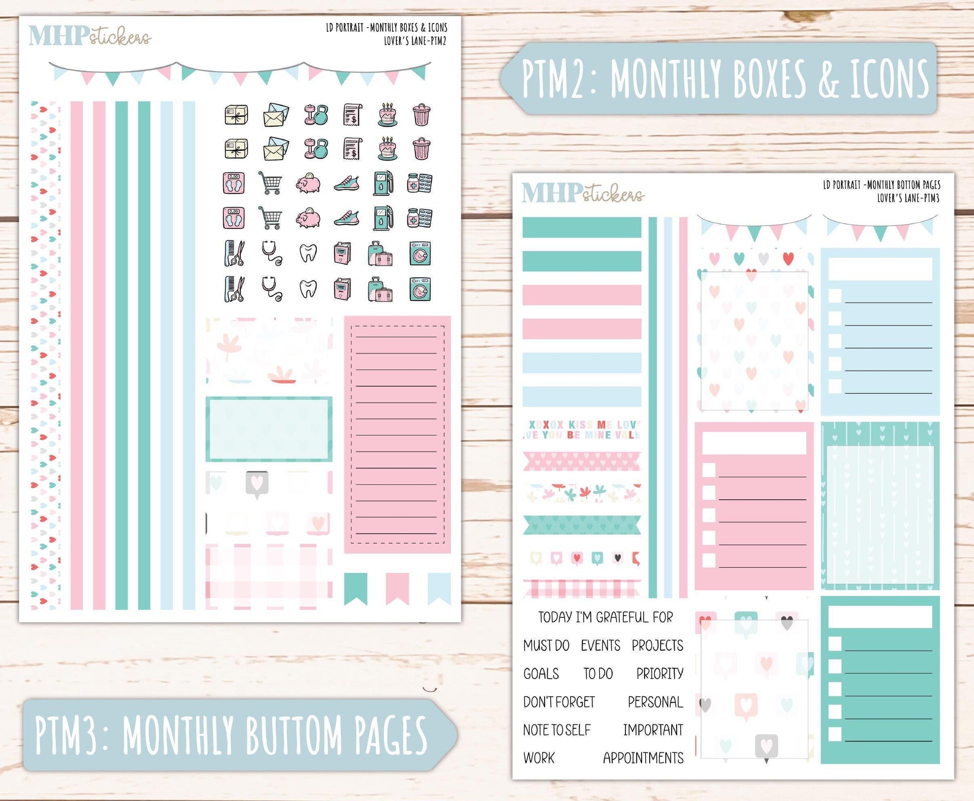 FEBRUARY 2025 Stickers for The Scout Laurel Denise Planner (formerly Portrait Planner). "Lover's Lane" || PTLL