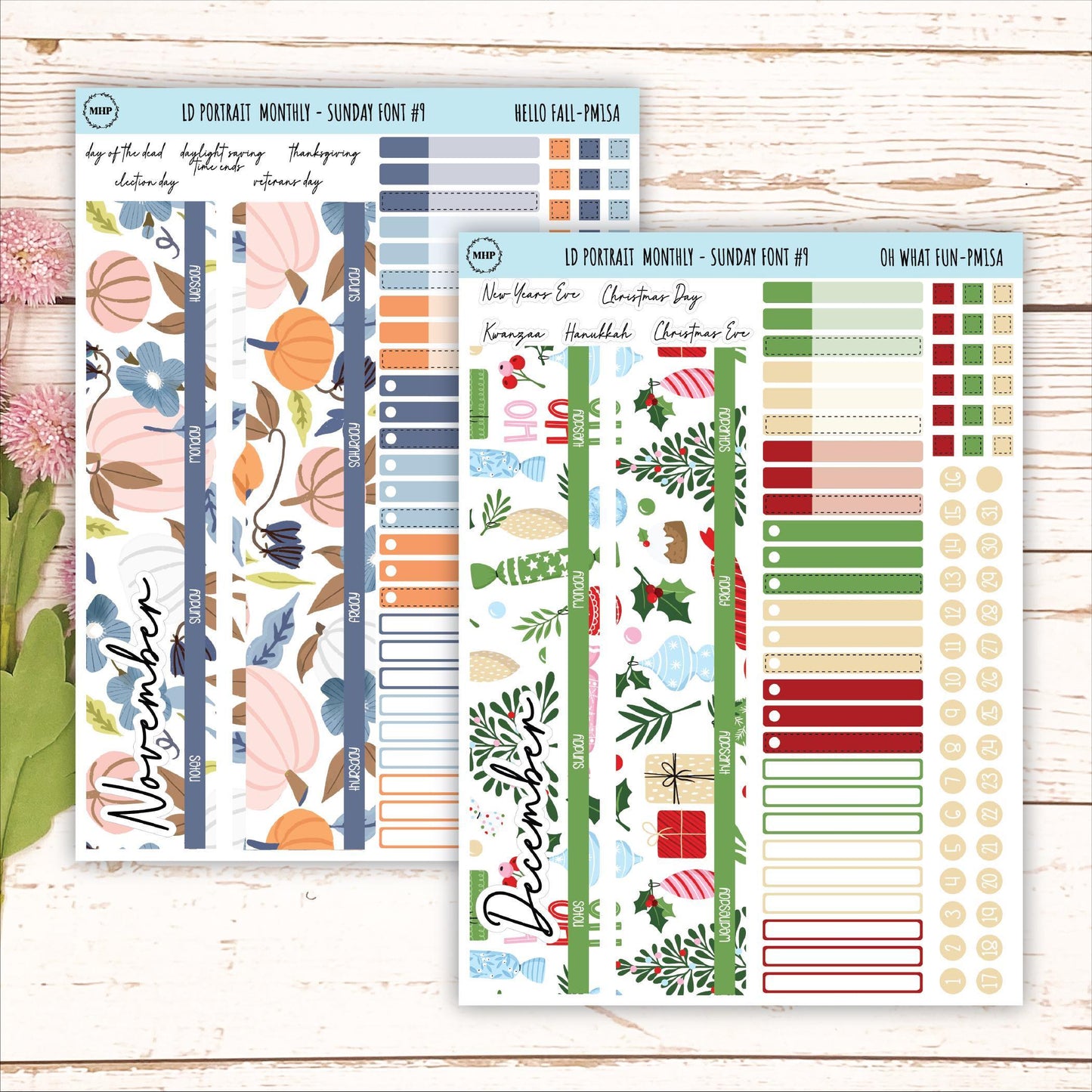 12 Monthly Sheet Set for Laurel Denise PORTRAIT Planner. 2024 Designs || LD407