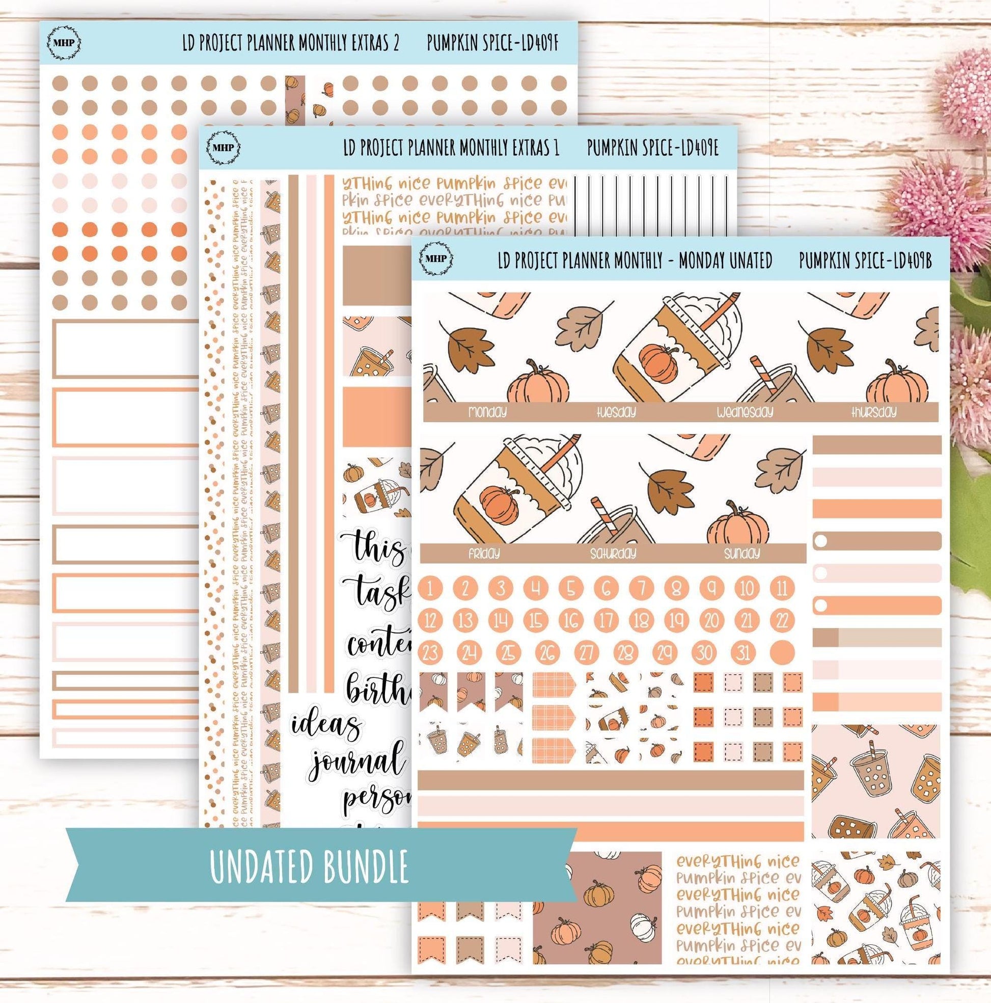 NOVEMBER Stickers for The Rose Large Laurel Denise Planner (Formerly Project Planner) "Pumpkin Spice" || LD409PS