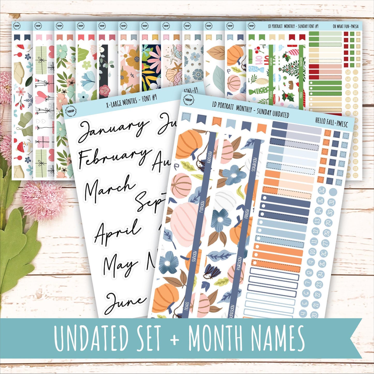 12 Monthly Sheet Set for Laurel Denise PORTRAIT Planner. 2024 Designs || LD407