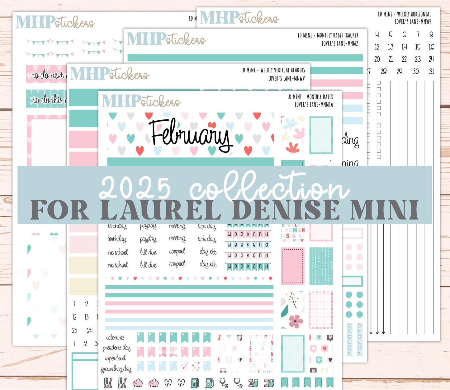 FEBRUARY 2025 Stickers for small Laurel Denise Planners "Lover's Lane" || MNLL