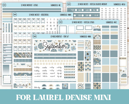 September Stickers for Small Horizontal & Vertical Laurel Denise Planners. (Formerly Mini Planner) "Farmhouse" || MFH