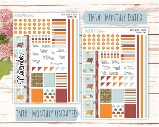NOVEMBER Stickers for The Valerie Laurel Denise Planner (Formerly Teacher Planner) "Thankful" || TC