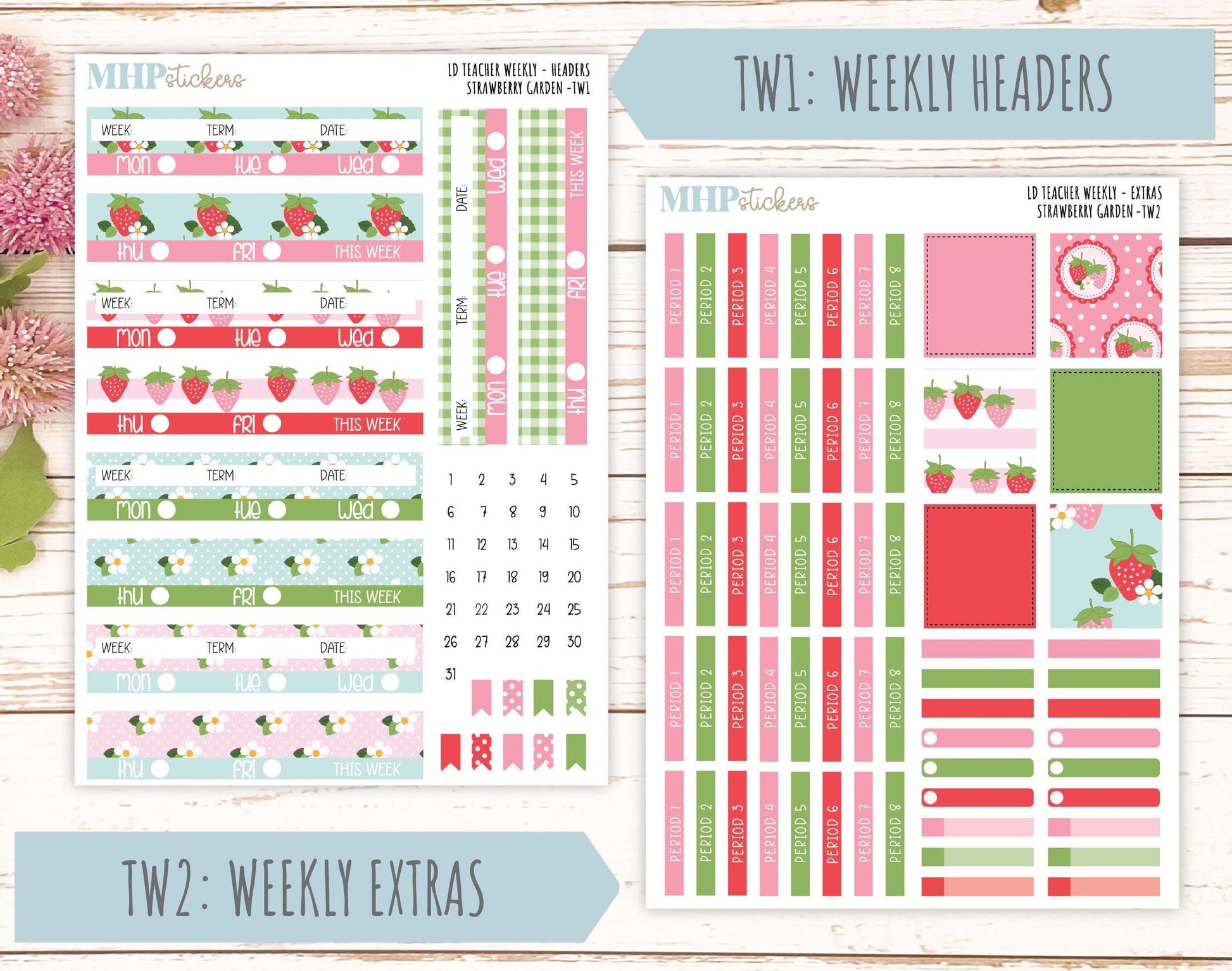 MAY Stickers for The Valerie Laurel Denise Planner (Formerly Teacher Planner) "Strawberry Garden" || TSG