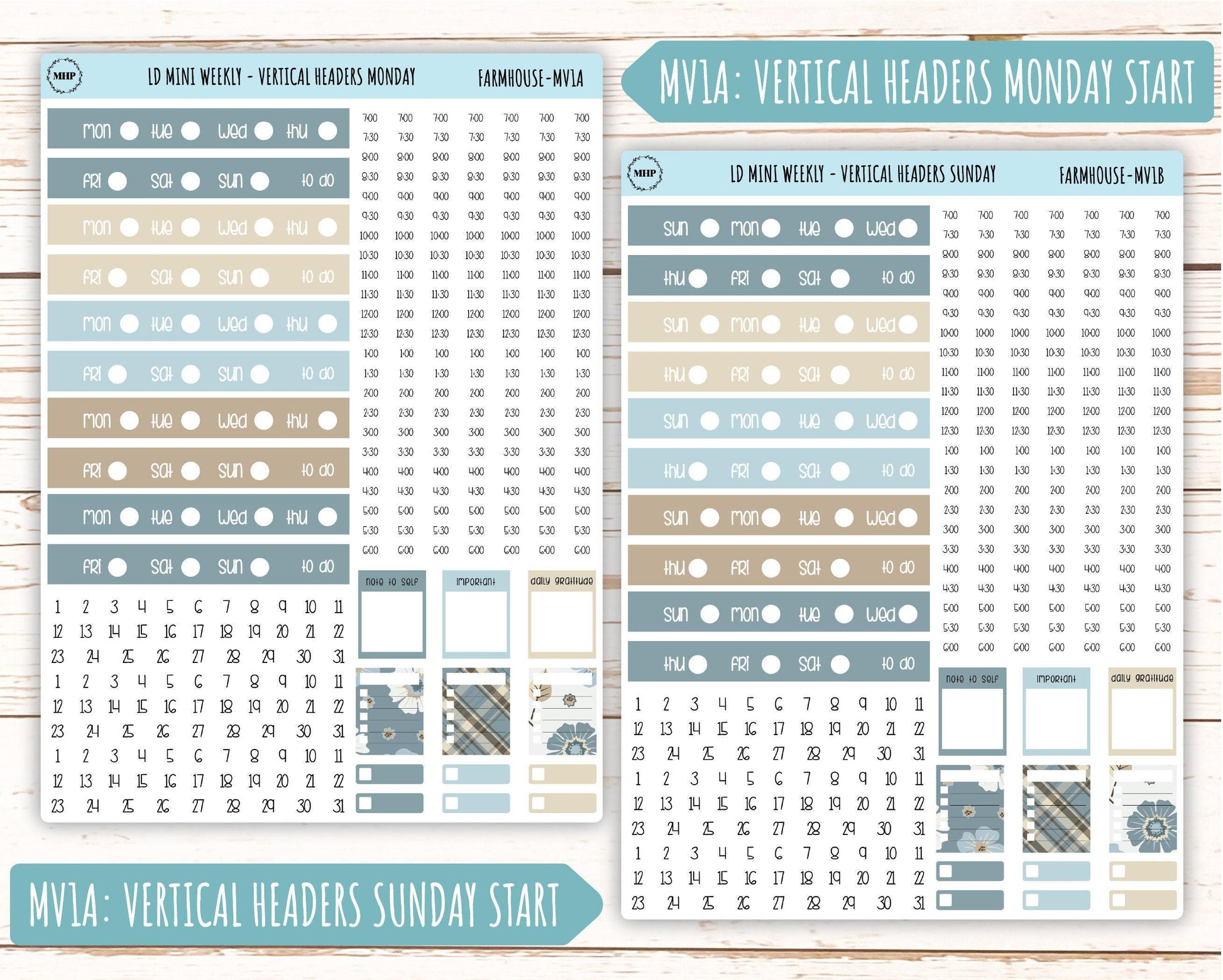 September Stickers for Small Horizontal & Vertical Laurel Denise Planners. (Formerly Mini Planner) "Farmhouse" || MFH