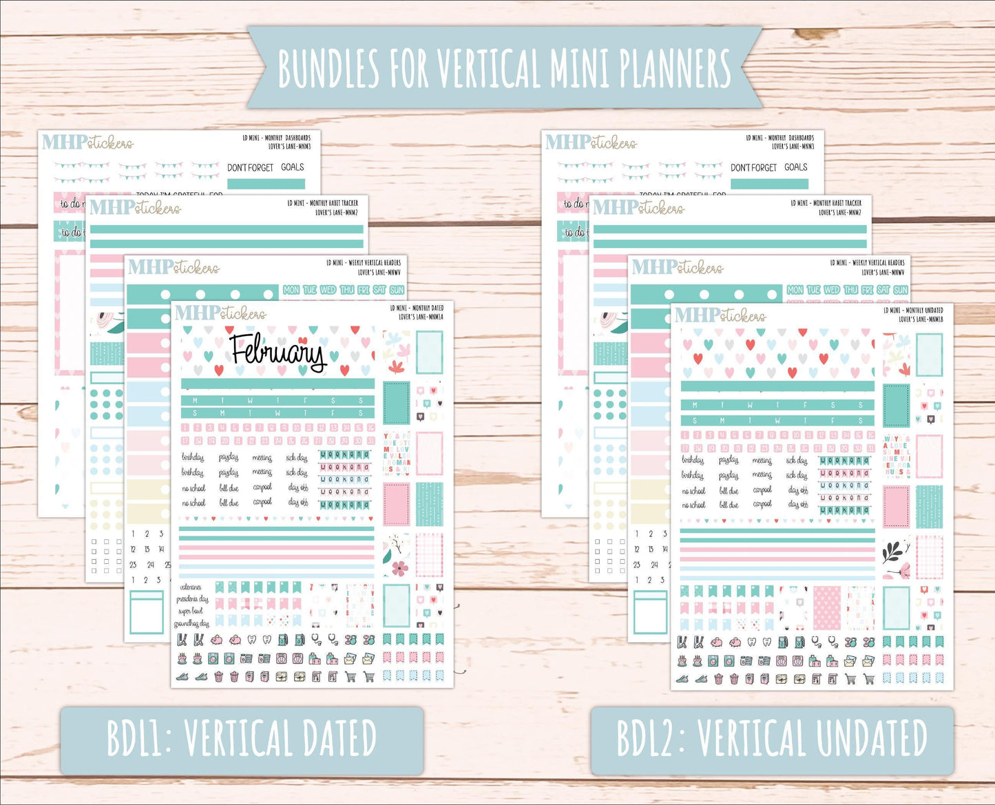 FEBRUARY 2025 Stickers for small Laurel Denise Planners "Lover's Lane" || MNLL