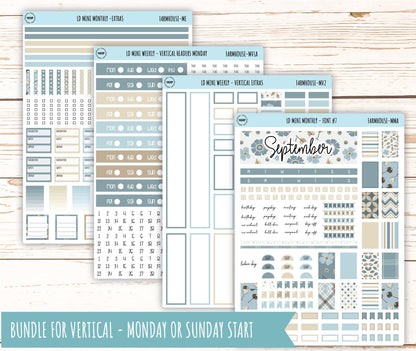September Stickers for Small Horizontal & Vertical Laurel Denise Planners. (Formerly Mini Planner) "Farmhouse" || MFH