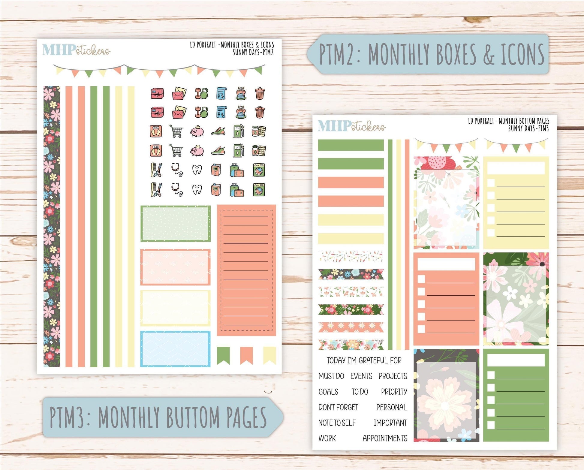 AUGUST 2025 Stickers for The Scout Laurel Denise Planner (formerly Portrait Planner). "Sunny Days" || PTSD