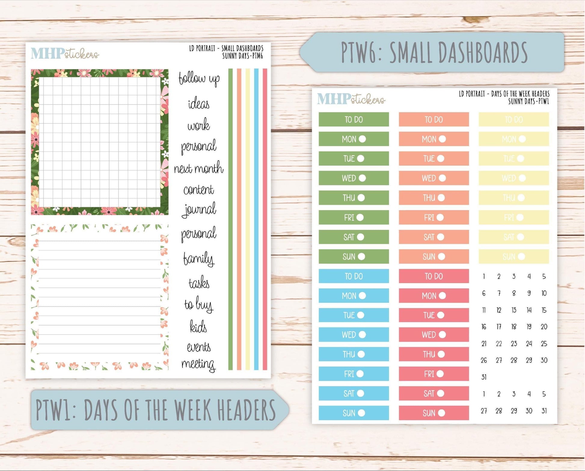 AUGUST 2025 Stickers for The Scout Laurel Denise Planner (formerly Portrait Planner). "Sunny Days" || PTSD
