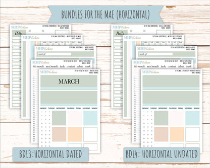 MARCH Stickers for The Mae & Kristy Laurel Denise Planners (formerly Book Bound Planner). Neutral Color || BBN