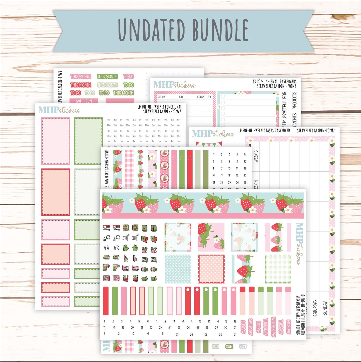 May 2025 Stickers for The Jo Laurel Denise Planner (Formerly Pop-Up Planner) "Strawberry Garden" || POPSG