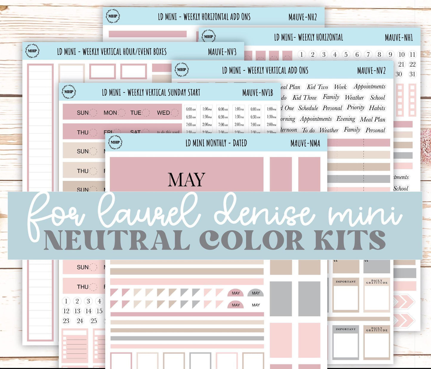 MAY Neutral Color Stickers for small Laurel Denise Planners || NMAY