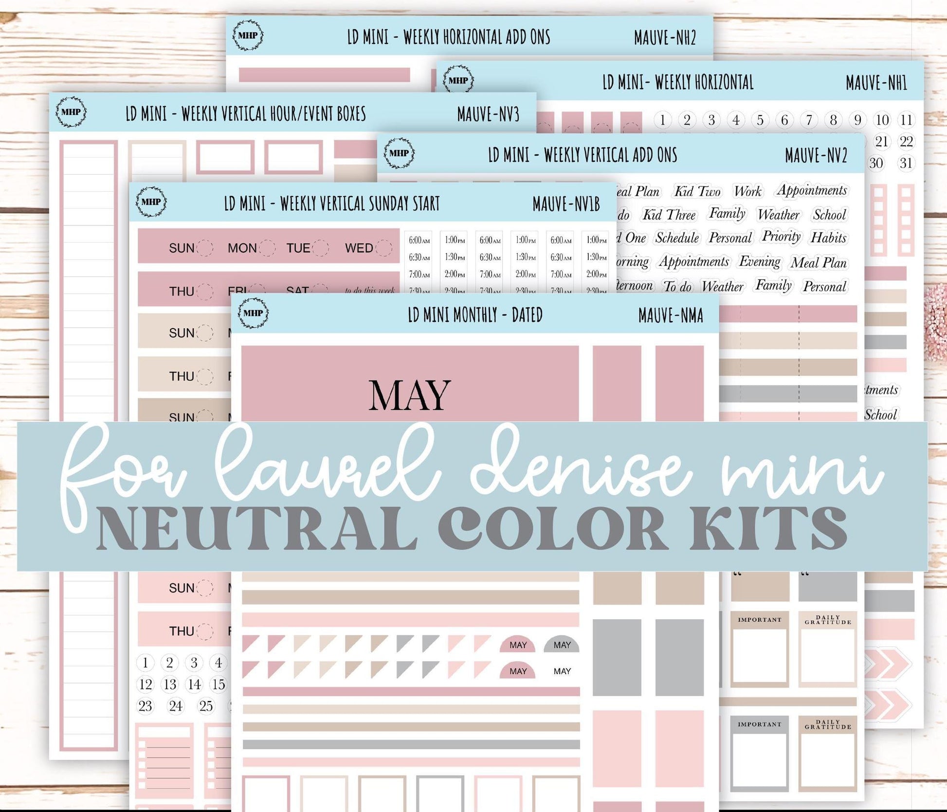 MAY Neutral Color Stickers for small Laurel Denise Planners || NMAY