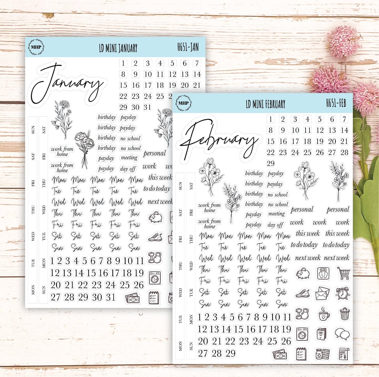 smallmalist Stickers for Laurel Denise Mini Planners. || H651