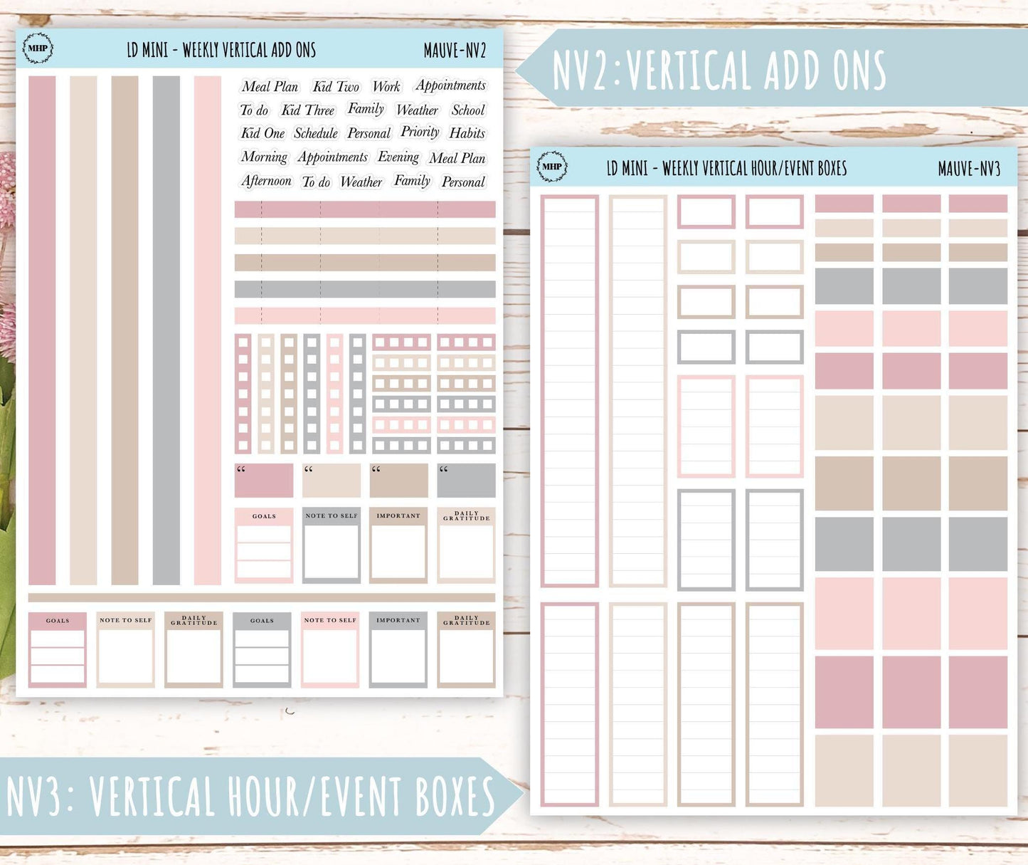MAY Neutral Color Stickers for small Laurel Denise Planners || NMAY