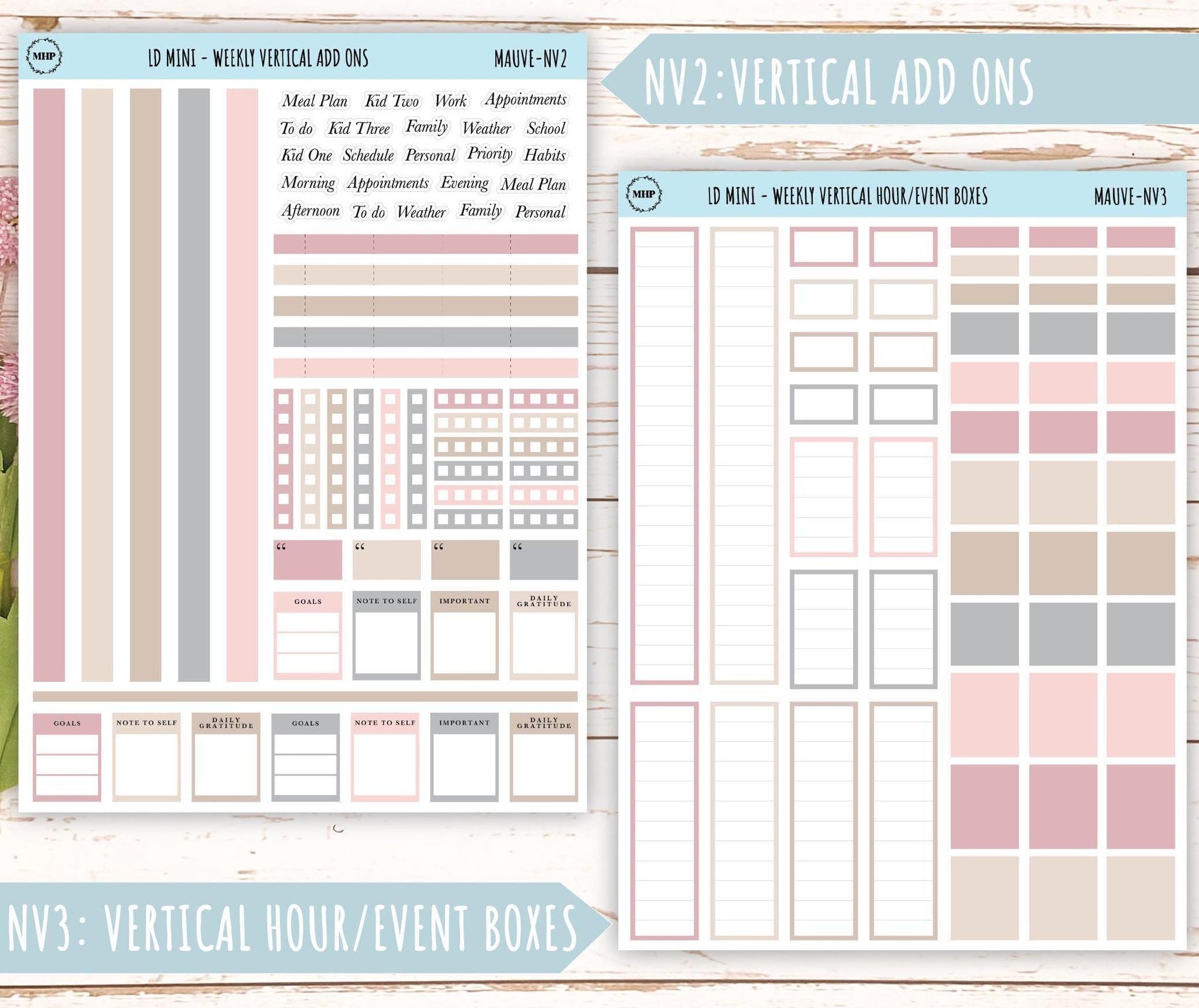 MAY Neutral Color Stickers for small Laurel Denise Planners || NMAY