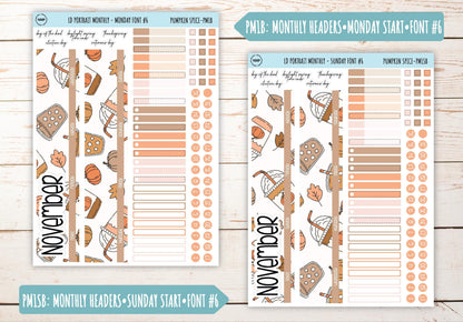 NOVEMBER Stickers for The Scout Laurel Denise Planner (formerly Portrait Planner). "Pumpkin Spice" || PPS