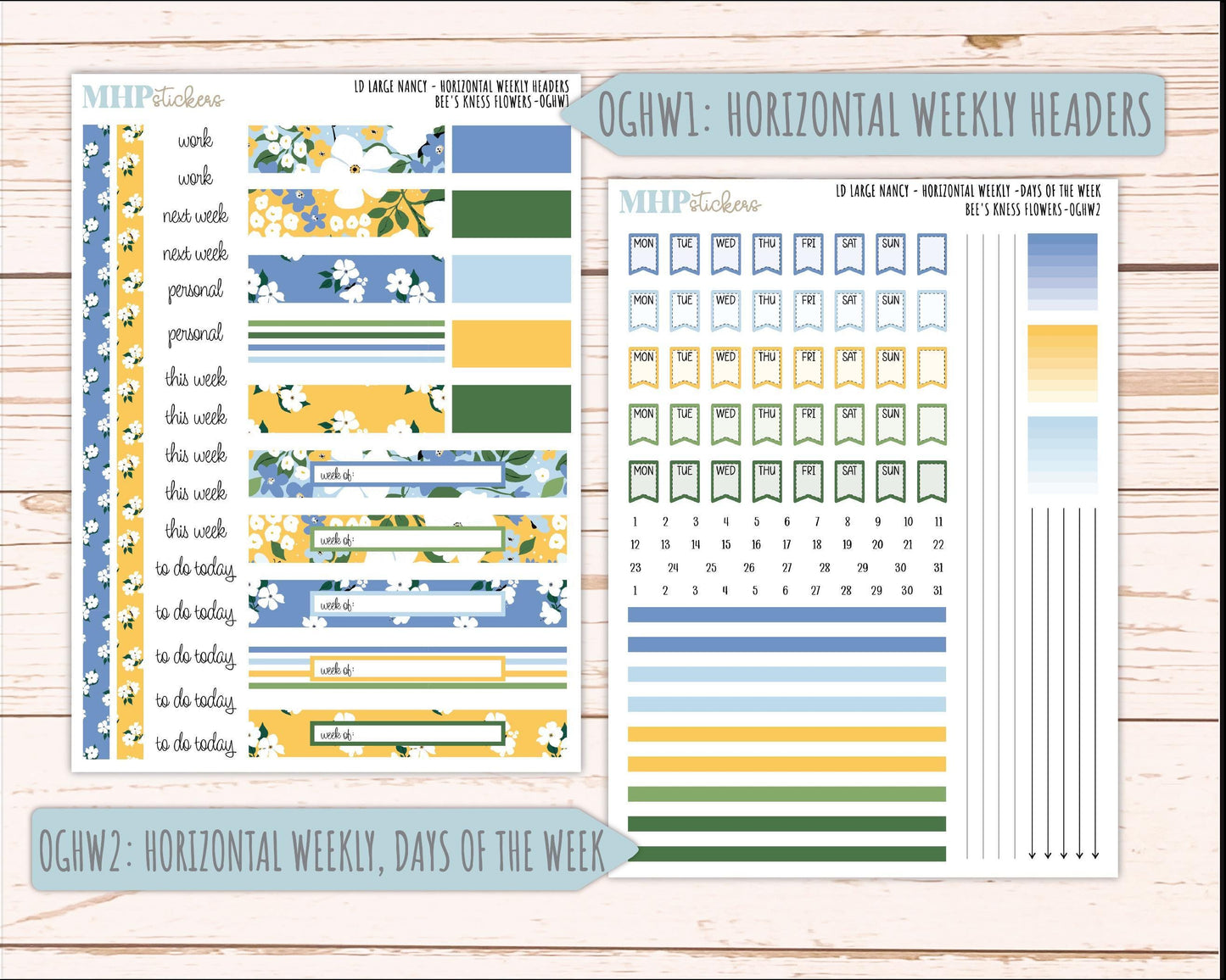 APRIL 2026 Stickers for Large Nancy & Anne Planners (Formerly Original Size). For Laurel Denise Planners. "Bee's Knees Flowers" || OG