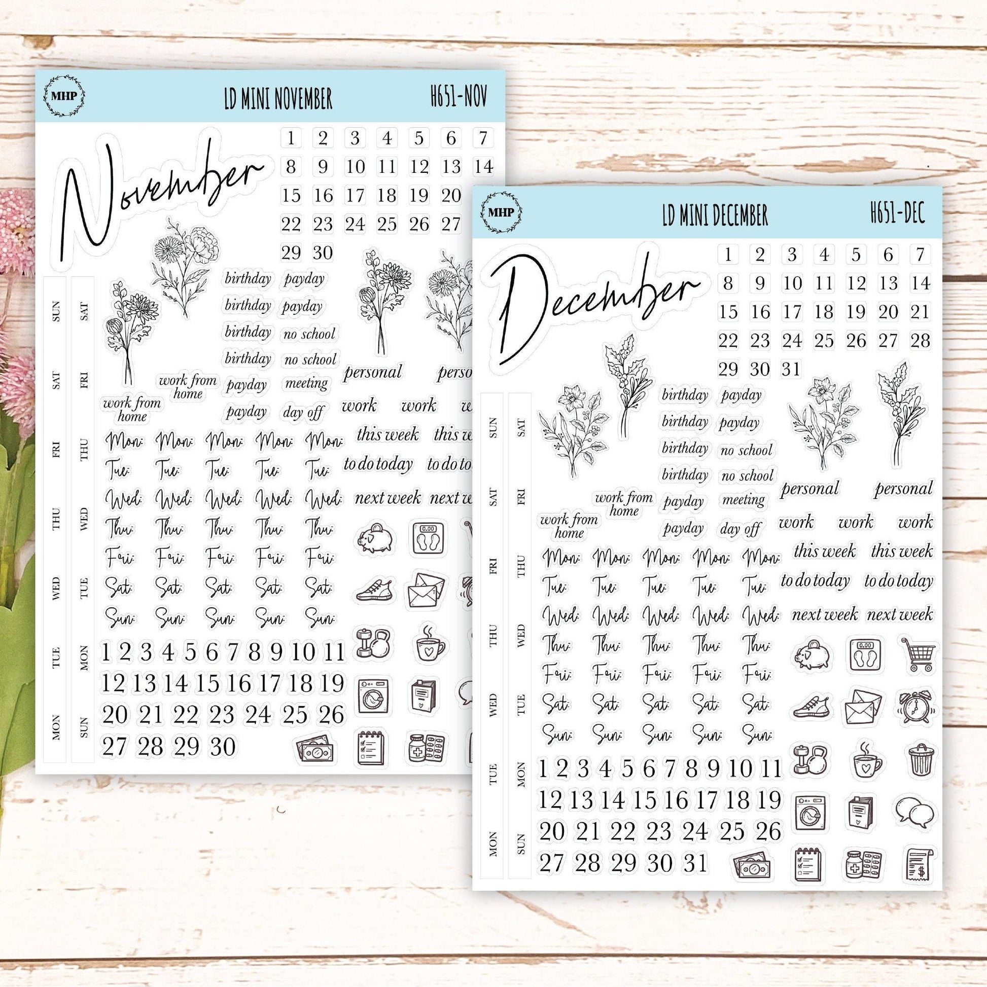 smallmalist Stickers for Laurel Denise Mini Planners. || H651