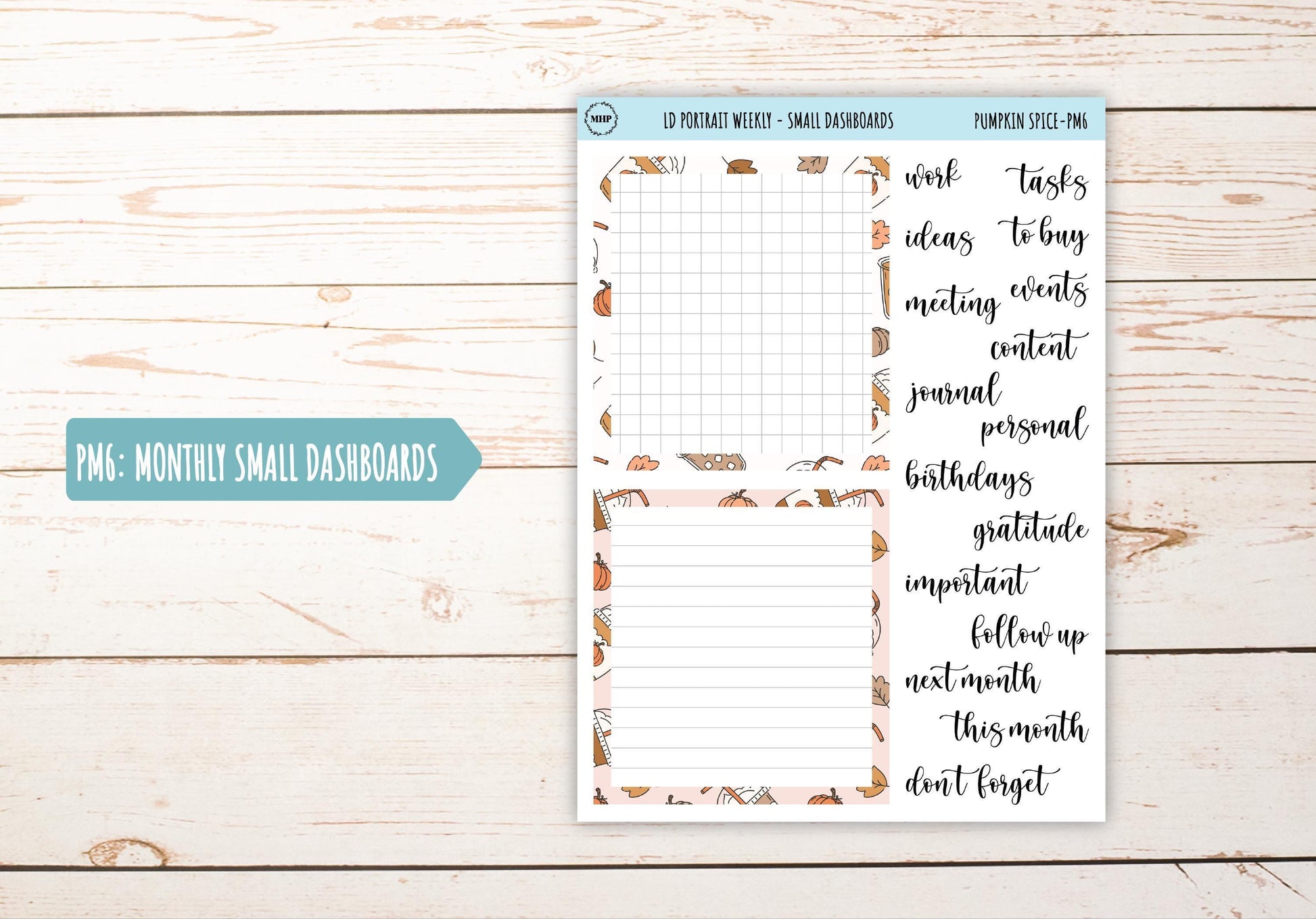NOVEMBER Stickers for The Scout Laurel Denise Planner (formerly Portrait Planner). "Pumpkin Spice" || PPS