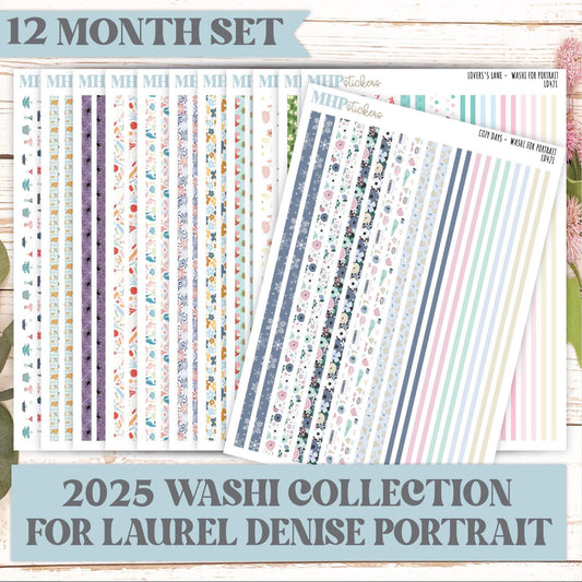 12 Washi Sheets Set for Laurel Denise PORTRAIT Planner. 2025 Designs || LD421