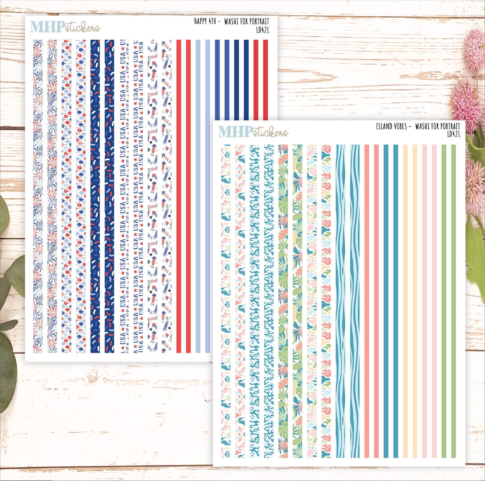 12 Washi Sheets Set for Laurel Denise PORTRAIT Planner. 2025 Designs || LD421
