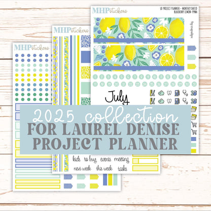 JULY Stickers for the large Laurel Denise Rose Planner (Formerly Project Planner) "Blueberry Lemon" || PPBL