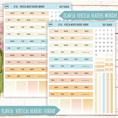 Neutral Color Stickers for Large size Horizontal & Vertical Laurel Denise Planner. (Formerly Original or Standar Size) JULY || OGNJUL