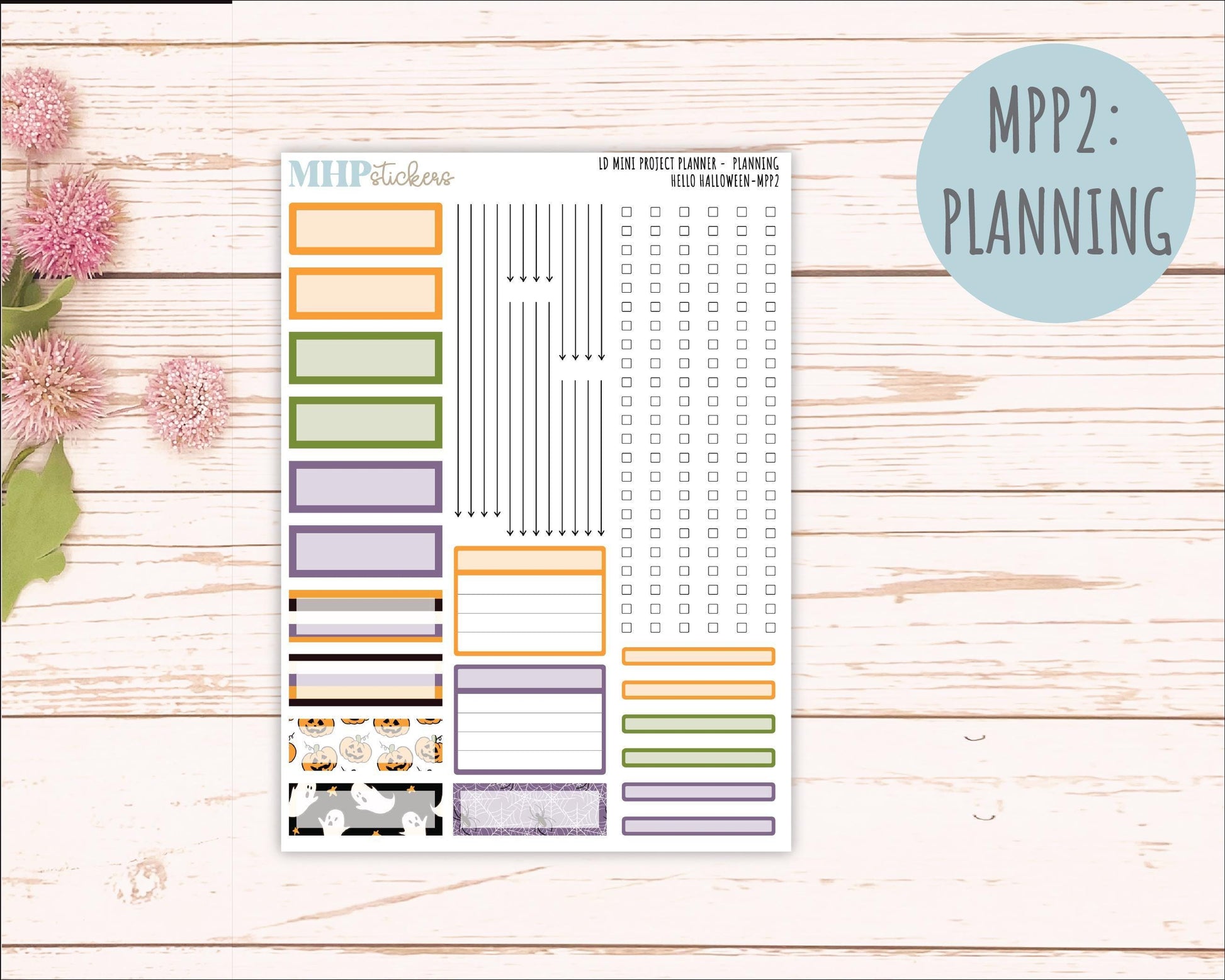OCTOBER 2025 Stickers for The Rose Small Laurel Denise Planner (Formerly Mini Project Planner) "Hello Halloween" || MPP